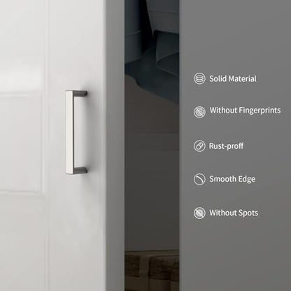 10 Pack 3.75 Inch Brushed Nickel Cabinet Pulls, Kitchen Hardware - color: Brushed Satin Nickel, size: 3.75"/96MM Hole Center, style: 10 Pack