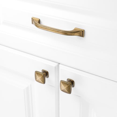KOOFIZO 10 Pack 3-3/4 in Antique Brass Cabinet Pulls, Drawer Handles 1958 - color: Antique Brass, size: 3-3/4" CC