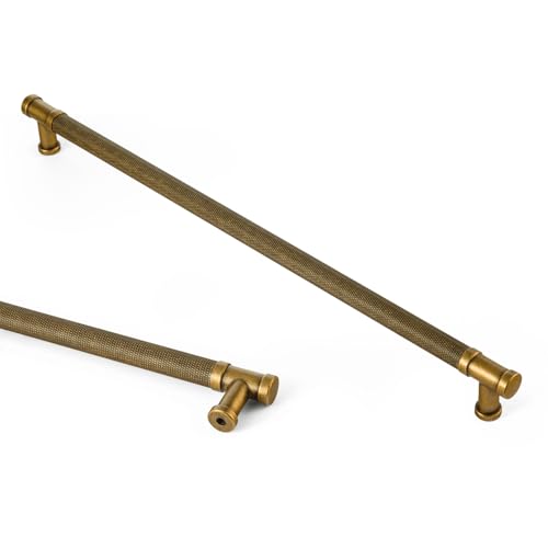 Goo-Ki 6 Pack Knurled Cabinet Pulls Antique Brass Drawer Pulls, 12.6" c-c Vintage Brass Knurled Dresser Pulls Bar Cabinet Handles Aluminum & Zinc Alloy Kitchen Hardware - color: Antique Brass, size: 12.6"(320mm) Center-Center