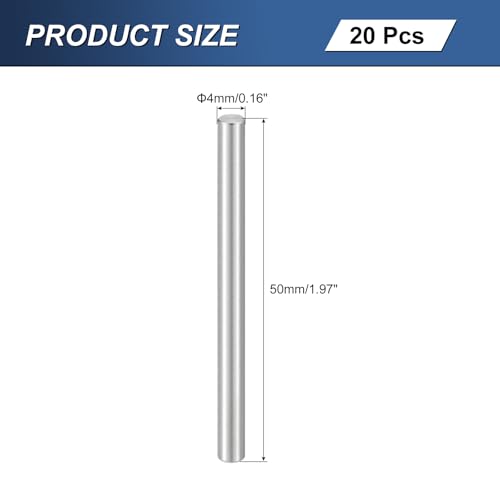 uxcell 20Pcs M4x50mm 304 Stainless Steel Dowel Pin, Shelf Support Peg Pins - size: M4x50mm