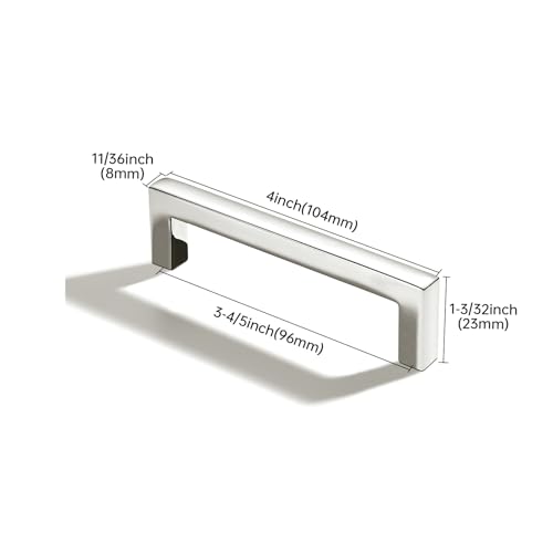 khtumeware 10 Pack 3-3/4 inch(96mm) Hole Center Polished Nickel Cabinet Pulls Solid Heavy-Duty Square Cabinet Handles Drawer Pulls Kitchen Cabinet Hardware Kitchen Handle - color: Polished Nickel, size: 3-3/4 inch(96mm) hole center