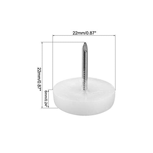 uxcell Furniture Feet Nail Plastic Glide Nails Chair Table Leg Protector Pads 22mm Dia White 20pcs - size: 22mm