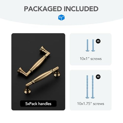 HOME EDIT Champagne Bronze Cabinet Handles 3-1/2 Inch Pulls 5 Pack - color: Champagne Bronze, size: 3-1/2 inches Hole Center