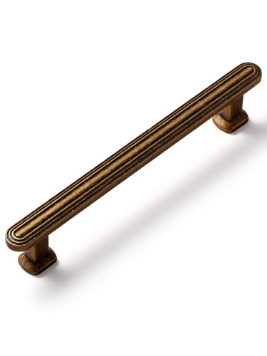 SORWDUREM 10 Pack 5 Inch(128mm) Antique Brass Cabinet Pulls Drawer Pulls Kitchen Hardware Cupboard Kitchen Hardware Cabinet Handles - color: Antique Brass, size: 5"(128mm) Hole Center