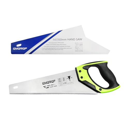 14 in Pro Hand Saw, 11 TPI Fine-Cut Soft-Grip Hardpoint Handsaw, Red - color: Red-14 Inch