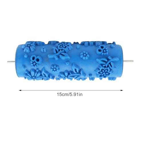 HEEPDD Decorative Paint Roller, Reusable Rubber Texture Pattern Roller Creates Faux Finish Designs for Walls Furniture Blue 15cm 1 Pack - size: 097Y