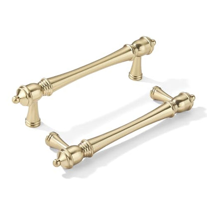 khtumeware 10 Pack 3-1/2 inch(89mm) Hole Center Brushed Gold Cabinet Pulls Heavy-Duty Solid Matte Gold Cabinet Hardware Drawer Pulls Hardware Suitable for Kitchens bathrooms and Dressing Tables - color: Brushed Gold, size: 3-1/2inch(89mm) hole center