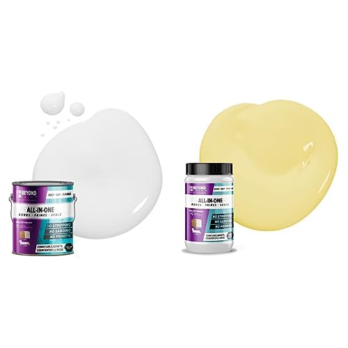Beyond Paint All-In-One Refinishing Paint Custom Color Mixing Bundle, Includes (1) Gallon of Bright White and (1) Quart of Buttercream