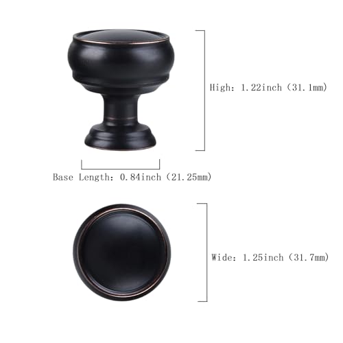 10 Pack Oil Rubbed Bronze Cabinet Knobs, 1-1/4 Inch Zinc Alloy Knob - color: Oil Rubbed Bronze