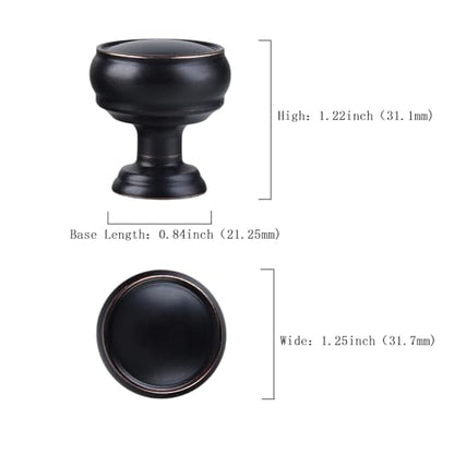 10 Pack Oil Rubbed Bronze Cabinet Knobs, 1-1/4 Inch Zinc Alloy Knob - color: Oil Rubbed Bronze