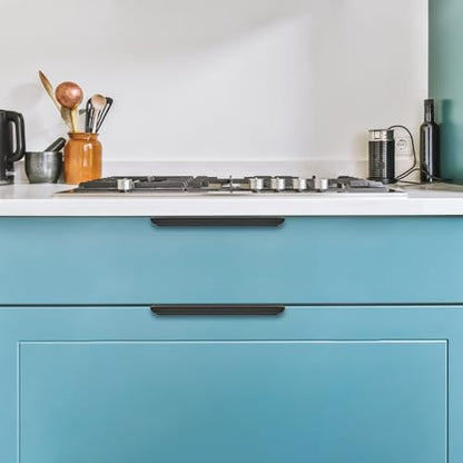 Matte Black Cabinet Handles Finger Edge Pulls 7.8 Inch CC 10 Pack - color: Matte Black, size: 200mm/7.8" Overall Length