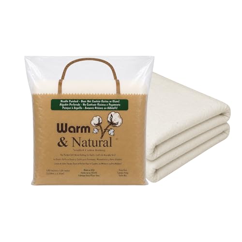 The Warm Company - Warm & Natural Cotton Quilt Batting – King Size 120" x 124" – Premium Quilt & Craft Batting for Sewing & Quilting Projects - size: 120" x 124" Batt