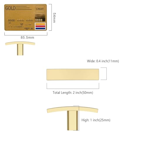 Amerdeco 10 Pack Brushed Gold Cabinet Knobs Single Hole Cabinet Handles 2 Inch Solid Zinc Alloy Cupboard Drawer Knobs Kitchen Cabinet Knobs T Bar Hardware ZH0003 - color: Brushed Gold, size: Knobs