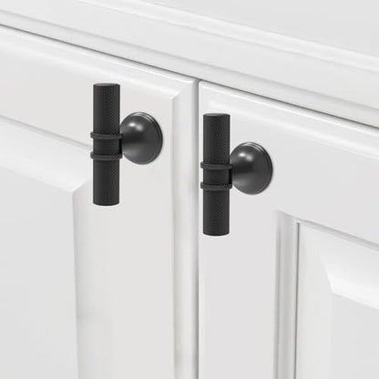 20 Pack Matte Black Kitchen Cabinet Knobs - color: Matte Black Knurled, size: Knobs