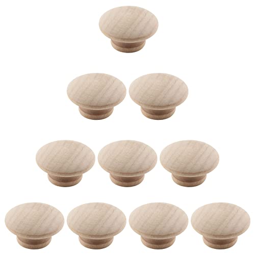 Murtenze 1-1/2 Inch Wood Knobs Unfinished Round Mushroom Shape 10 Pack - size: 10 PCS 1-1/2