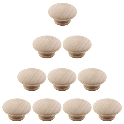Murtenze 1-1/2 Inch Wood Knobs Unfinished Round Mushroom Shape 10 Pack - size: 10 PCS 1-1/2