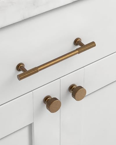 Antique Brass Cabinet Handles Kitchen Pulls 5 Inch 10 Pack - color: Antique Brass, size: Handle - 5"/128MM Hole Center