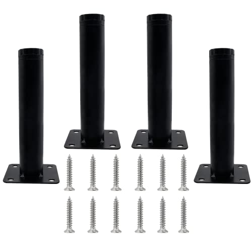 Bivethoi 4 PCS Black Adjustable Furniture Legs, 5 Inch / 127mm Metal - size: 5 Inch / 127mm