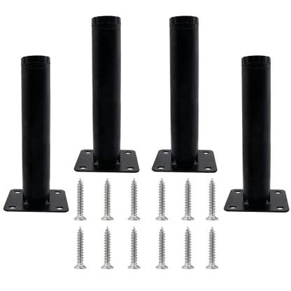 Bivethoi 4 PCS Black Adjustable Furniture Legs, 5 Inch / 127mm Metal - size: 5 Inch / 127mm
