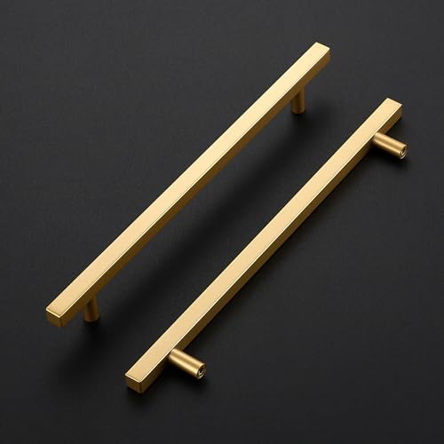 Ravinte Champagne Gold Handles Square Cabinet Hardware 8-3/4 Inch 10 Pack - size: 8-3/4" Hole Center