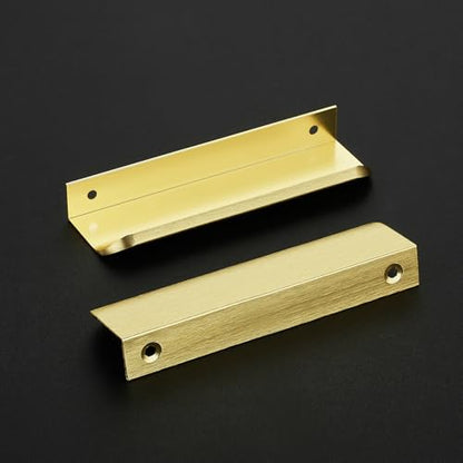 Ravinte Hardware Gold Cabinet Handles Finger Edge Pulls 5 Inch CC 10 Pack - color: Gold, size: 128mm/5" Overall Length