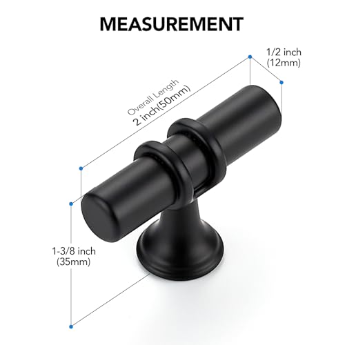 HOME EDIT 10 Pack Black Cabinet Knobs 2 Inch Black Drawer Knobs Single Hole - color: Black&Black