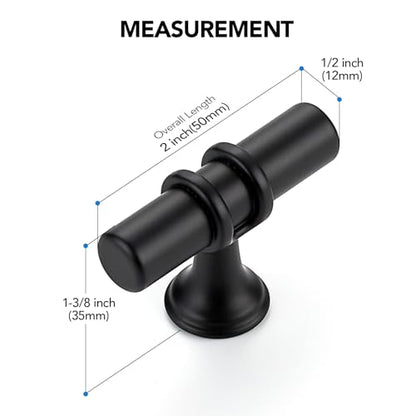 HOME EDIT 10 Pack Black Cabinet Knobs 2 Inch Black Drawer Knobs Single Hole - color: Black&Black