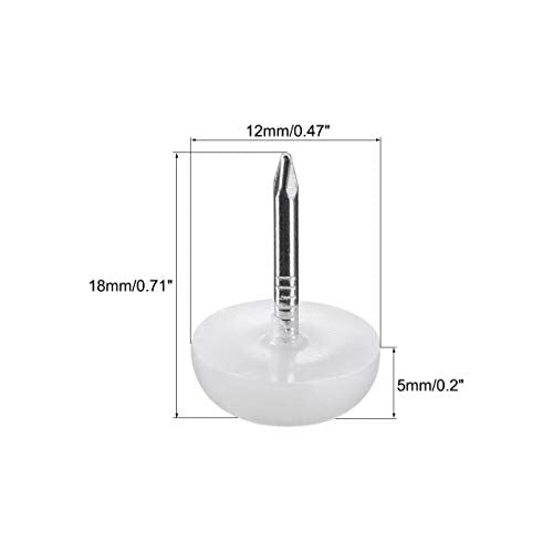 uxcell 20pcs Furniture Feet Nail Plastic Glide Nails 12mm Dia White