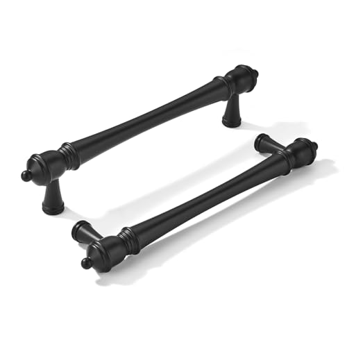 khtumeware 10 Pack 5 inch(128mm) Hole Center Black Cabinet Pulls Heavy-Duty Solid Matte Black Cabinet Hardware Drawer Pulls Hardware Suitable for Kitchens bathrooms and Dressing Tables - color: Black, size: 5inch(128mm) hole center