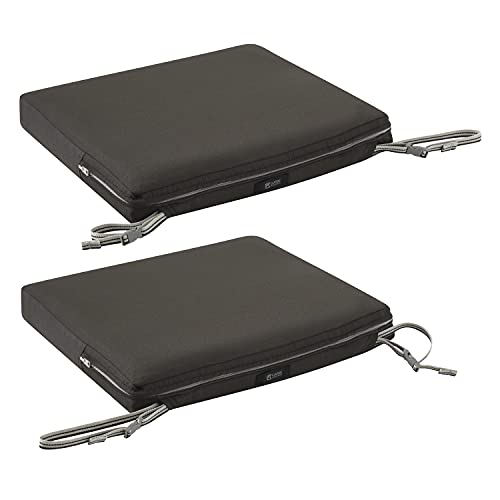 Classic Accessories Ravenna Water-Resistant 17 x 15 x 2 Inch Patio Seat Cushion, Espresso - color: Espresso, size: 17"W x 15"D x 2"Thick