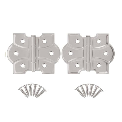 Polished Nickel Butterfly Hinges with Removable Pin - Pack of 2 - Surface Mount Cabinet Door Hinges - UA-261-HPN (1) - color: Nickel