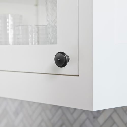 Goo-Ki 6 Pack Matte Black Cabinet Knobs with Decorative Center Button - Kitchen Handles Modern Hardware - color: Matte Black