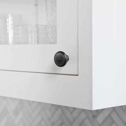 Goo-Ki 6 Pack Matte Black Cabinet Knobs with Decorative Center Button - Kitchen Handles Modern Hardware - color: Matte Black