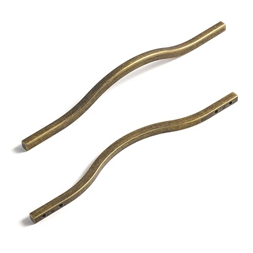 Goo-Ki Low Profile Antique Brass Cabinet Pulls, Double Hole Centers(6.3''/7.6'') Zinc Alloy Handle for Drawer Cupboard Wardrobe,6 Packed - color: Antique Brass, size: 6.3''/7.6'' Hole Centers