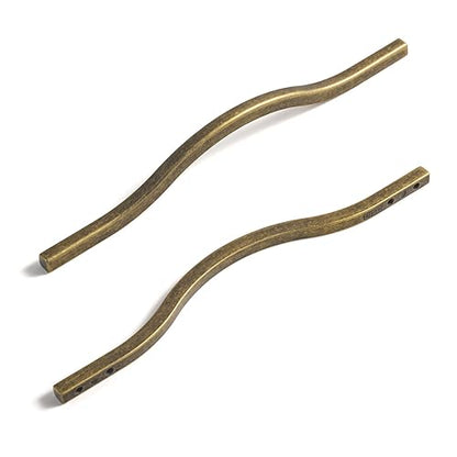Goo-Ki Low Profile Antique Brass Cabinet Pulls, Double Hole Centers(6.3''/7.6'') Zinc Alloy Handle for Drawer Cupboard Wardrobe,6 Packed - color: Antique Brass, size: 6.3''/7.6'' Hole Centers