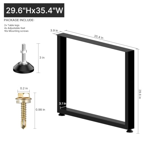 35"W×28"H Heavy Duty Metal Table Legs For Kitchen Tables, Rectangle, 2 Pack - size: 28"×35" Rectangle