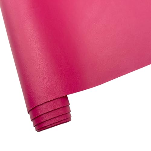 Soft Smooth Faux Leather Fabric Solid Color Vegan Synthetic Imitation Leather Fabric 16" x 54” Large Size for Upholstery Crafts, DIY Sewings, Earrings Bows Wallets Making (Dark Pink) - color: Dark Pink