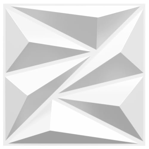 STICKGOO 3D Wall Panels Diamond, White, 12''x12'', 33 Pack - color: White