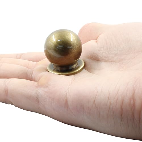 Jiozermi 4 Pack Mini Round Solid Brass Knobs, 1 Inch, Bronze - color: Bronze, size: 1 Inch(25mm)