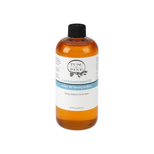 Tusc & Pine Cold Pressed Linseed Oil for Painting - 16.9 Oz Bottle - Professional Artists' Paint Medium, Enhance Flow & Translucency, Solvent Free Thinner, Refined in Small Batches in North Carolina - size: 16.9oz
