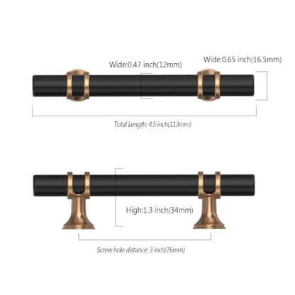 Asidrama 30 Pack 3 Inch(76mm) Champagne Bronze and Matte Black Cabinet Pulls Heavy-Duty Solid Kitchen Cabinet Handles Black Drawer Hardware for Bathrooms Cabinets - color: Black-Champagne Bronze, size: 3" Hole Center, style: 30 Pack
