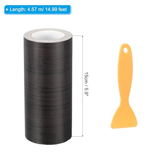 PATIKIL 6" X30' Self-Adhesive Wood Grain Repair Tape with Scraper Black Wood Grain