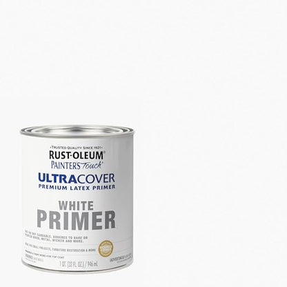 Rust-Oleum Brush On Painter's Touch Latex Paint, Flat White Primer - color: Flat White Primer, size: 1 Quarts (Pack of 1)