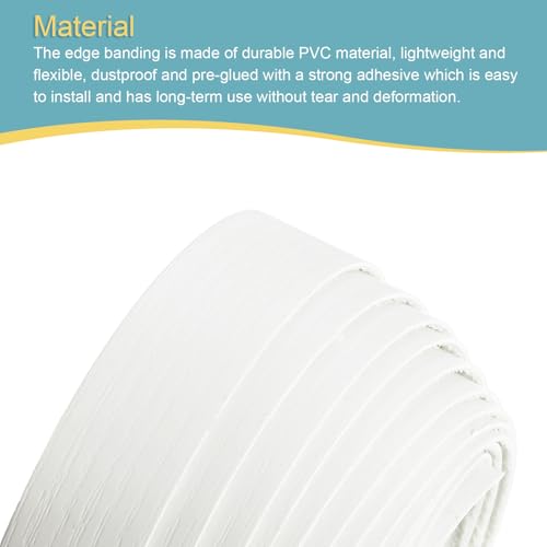 uxcell Edge Banding 1 1/8 Inch x 24.61ft Pre-Glued Wood Veneer Warm White - color: White, size: 1 1/8 Inch x 24.61ft