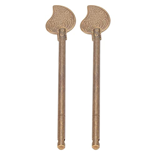 Chinese Leaf Bolt Locking Pin, 4.3in Safety Pure Brass Key Locking Arm for Asian Cabinet Door Chest, Furniture Hardware Locking Up Files