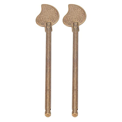 Chinese Leaf Bolt Locking Pin, 4.3in Safety Pure Brass Key Locking Arm for Asian Cabinet Door Chest, Furniture Hardware Locking Up Files