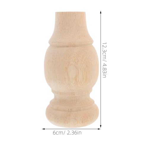 4pcs Solid Wood Furniture Legs Carved Round Sofa Feet Cabinet Wooden Legs for Couch 6x12cm Unfinished Hardwood Replacement Parts for Home Furniture