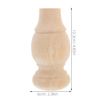 4pcs Solid Wood Furniture Legs Carved Round Sofa Feet Cabinet Wooden Legs for Couch 6x12cm Unfinished Hardwood Replacement Parts for Home Furniture