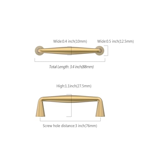 Asidrama Champagne Bronze Cabinet Pulls Solid Handles,3 Inch,10 Pack - color: Champagne Bronze, size: 3" Hole Center(76mm)