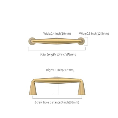 Asidrama Champagne Bronze Cabinet Pulls Solid Handles,3 Inch,10 Pack - color: Champagne Bronze, size: 3" Hole Center(76mm)